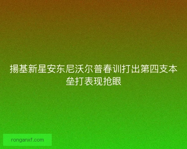 揚基新星安东尼沃尔普春训打出第四支本垒打表现抢眼